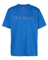 T-shirt à col rond imprimé bleu Supreme