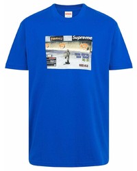 T-shirt à col rond imprimé bleu Supreme