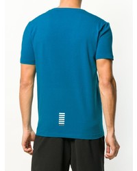 T-shirt à col rond imprimé bleu Ea7 Emporio Armani