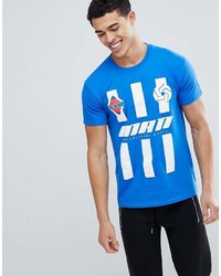 T-shirt à col rond imprimé bleu