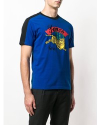 T-shirt à col rond imprimé bleu Kenzo