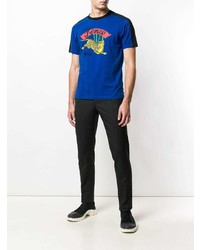 T-shirt à col rond imprimé bleu Kenzo