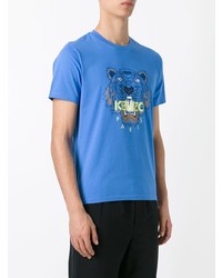 T-shirt à col rond imprimé bleu Kenzo