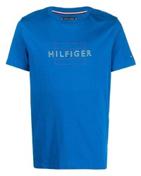 T-shirt à col rond imprimé bleu Tommy Hilfiger
