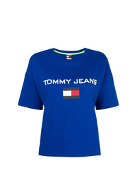 T-shirt à col rond imprimé bleu Tommy Jeans