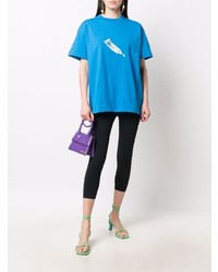 T-shirt à col rond imprimé bleu Jacquemus