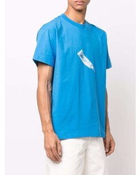 T-shirt à col rond imprimé bleu Jacquemus