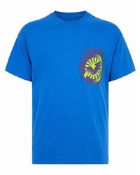 T-shirt à col rond imprimé bleu Travis Scott