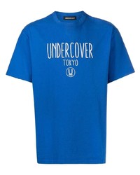 T-shirt à col rond imprimé bleu Undercover