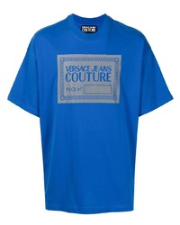 T-shirt à col rond imprimé bleu VERSACE JEANS COUTURE