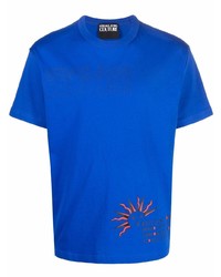 T-shirt à col rond imprimé bleu VERSACE JEANS COUTURE