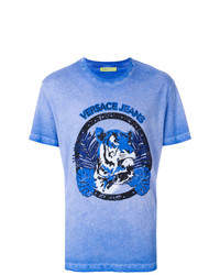 T-shirt à col rond imprimé bleu Versace Jeans