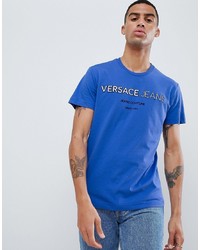 T-shirt à col rond imprimé bleu Versace Jeans