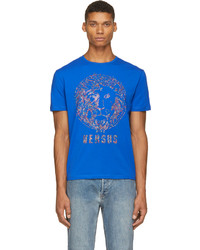 T-shirt à col rond imprimé bleu Versus