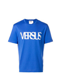 T-shirt à col rond imprimé bleu Versus