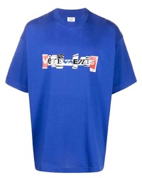 T-shirt à col rond imprimé bleu Vetements
