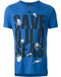 T-shirt à col rond imprimé bleu Vivienne Westwood