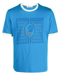 T-shirt à col rond imprimé bleu Wales Bonner