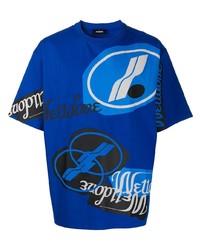 T-shirt à col rond imprimé bleu We11done
