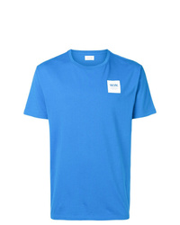 T-shirt à col rond imprimé bleu Wood Wood