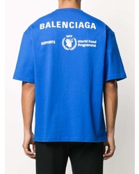 T-shirt à col rond imprimé bleu Balenciaga