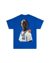 T-shirt à col rond imprimé bleu Travis Scott Astroworld