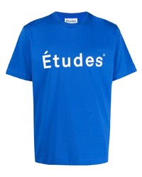 T-shirt à col rond imprimé bleu Études