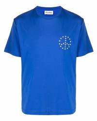 T-shirt à col rond imprimé bleu Études