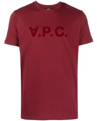 T-shirt à col rond imprimé bordeaux A.P.C.