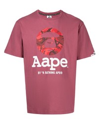 T-shirt à col rond imprimé bordeaux AAPE BY A BATHING APE