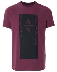 T-shirt à col rond imprimé bordeaux Armani Exchange