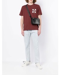 T-shirt à col rond imprimé bordeaux Off-White