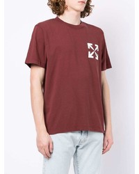 T-shirt à col rond imprimé bordeaux Off-White