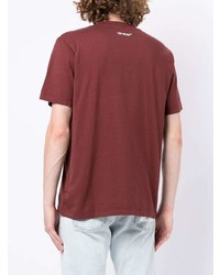 T-shirt à col rond imprimé bordeaux Off-White