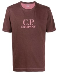 T-shirt à col rond imprimé bordeaux C.P. Company