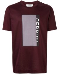 T-shirt à col rond imprimé bordeaux Cerruti 1881