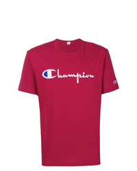 T-shirt à col rond imprimé bordeaux Champion