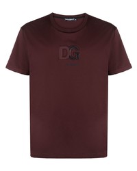 T-shirt à col rond imprimé bordeaux Dolce & Gabbana