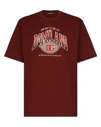 T-shirt à col rond imprimé bordeaux Dolce & Gabbana