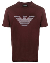 T-shirt à col rond imprimé bordeaux Emporio Armani