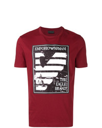 T-shirt à col rond imprimé bordeaux Emporio Armani