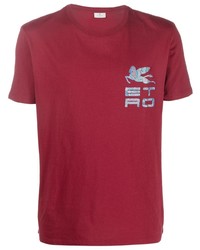 T-shirt à col rond imprimé bordeaux Etro