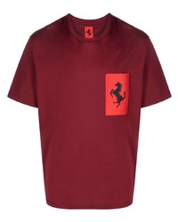 T-shirt à col rond imprimé bordeaux Ferrari