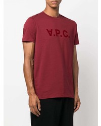 T-shirt à col rond imprimé bordeaux A.P.C.