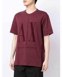 T-shirt à col rond imprimé bordeaux Armani Exchange