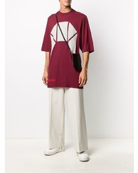 T-shirt à col rond imprimé bordeaux Rick Owens DRKSHDW