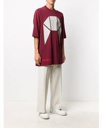 T-shirt à col rond imprimé bordeaux Rick Owens DRKSHDW