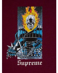 T-shirt à col rond imprimé bordeaux Supreme