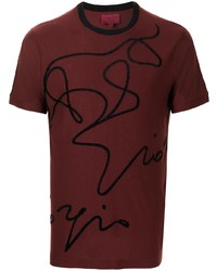 T-shirt à col rond imprimé bordeaux Giorgio Armani