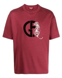 T-shirt à col rond imprimé bordeaux Giorgio Armani